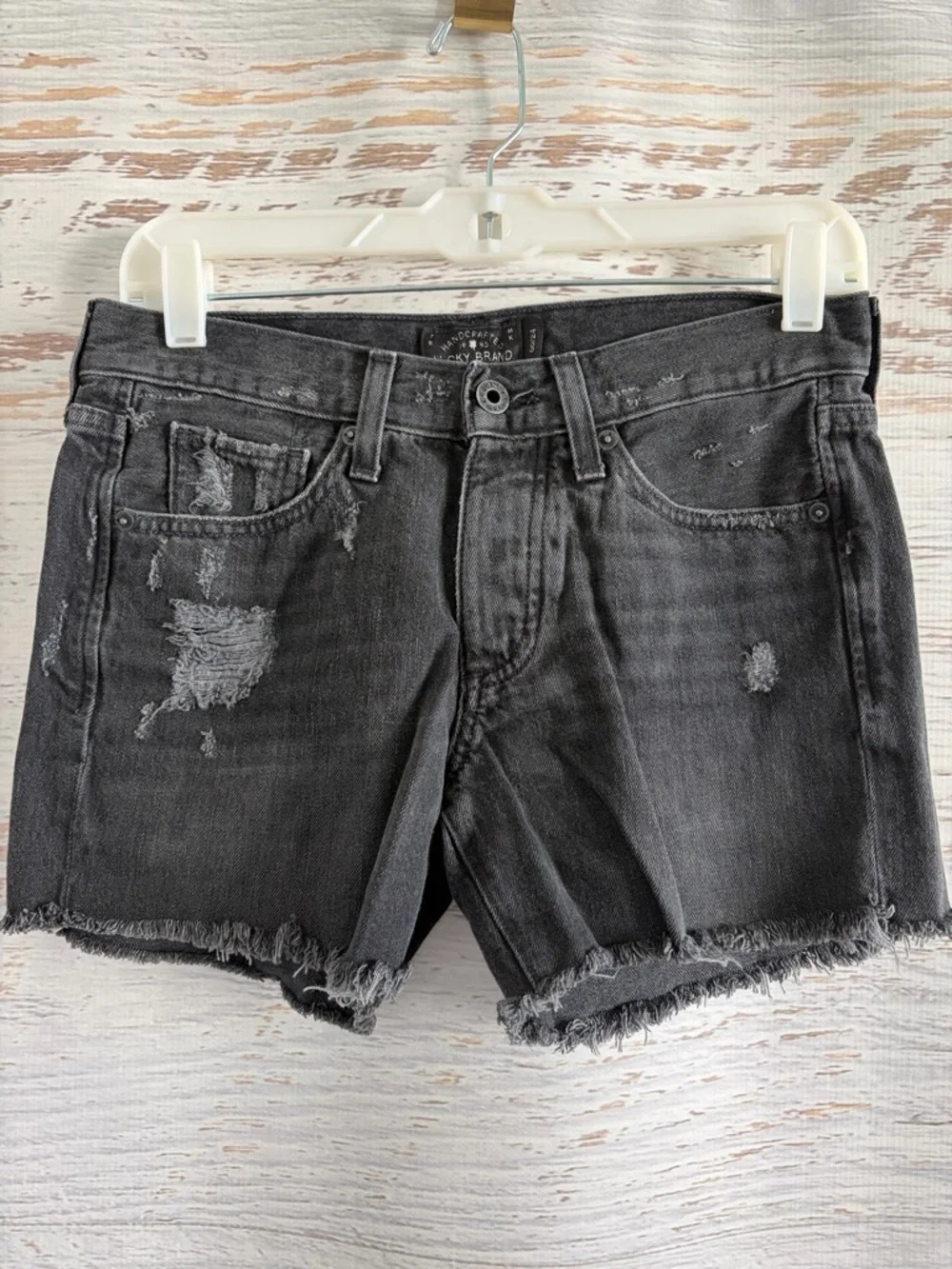 Lucky Brand The Boyfriend Short Black Distressed Denim Shorts